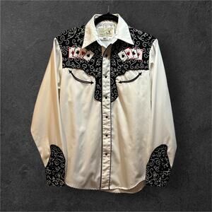 Vintage Roper pearl snap shirt men’s small casino poker card embroidered western